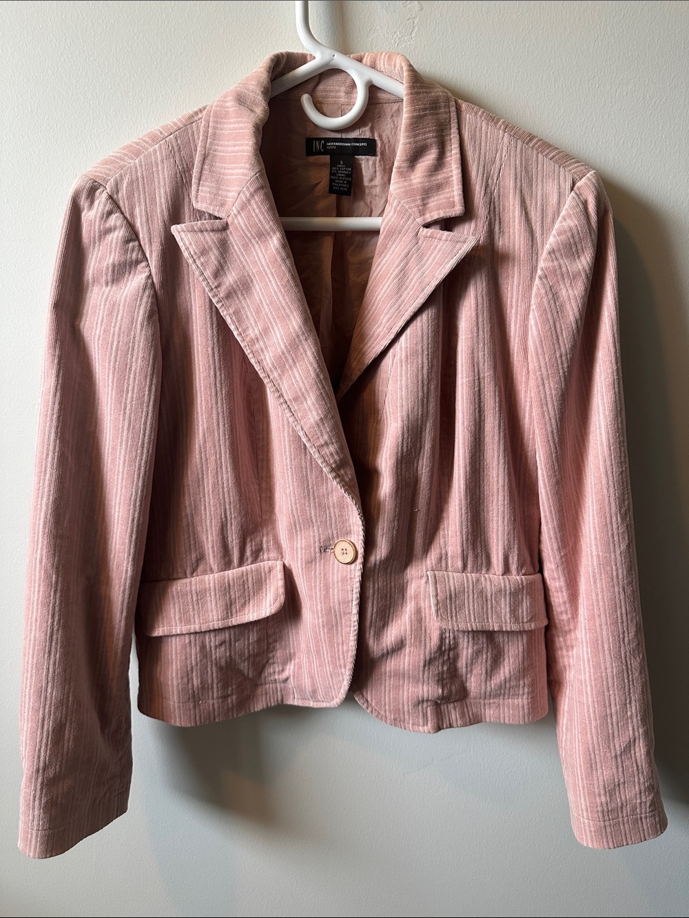 INC International Concepts Dusty Rose Pink Corduroy Blazer